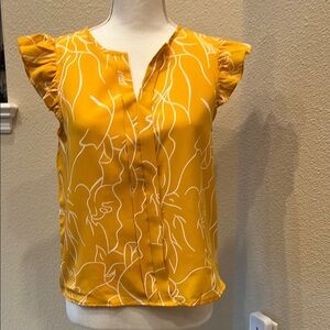 Yellow Ruffle Sleeve Women's Top